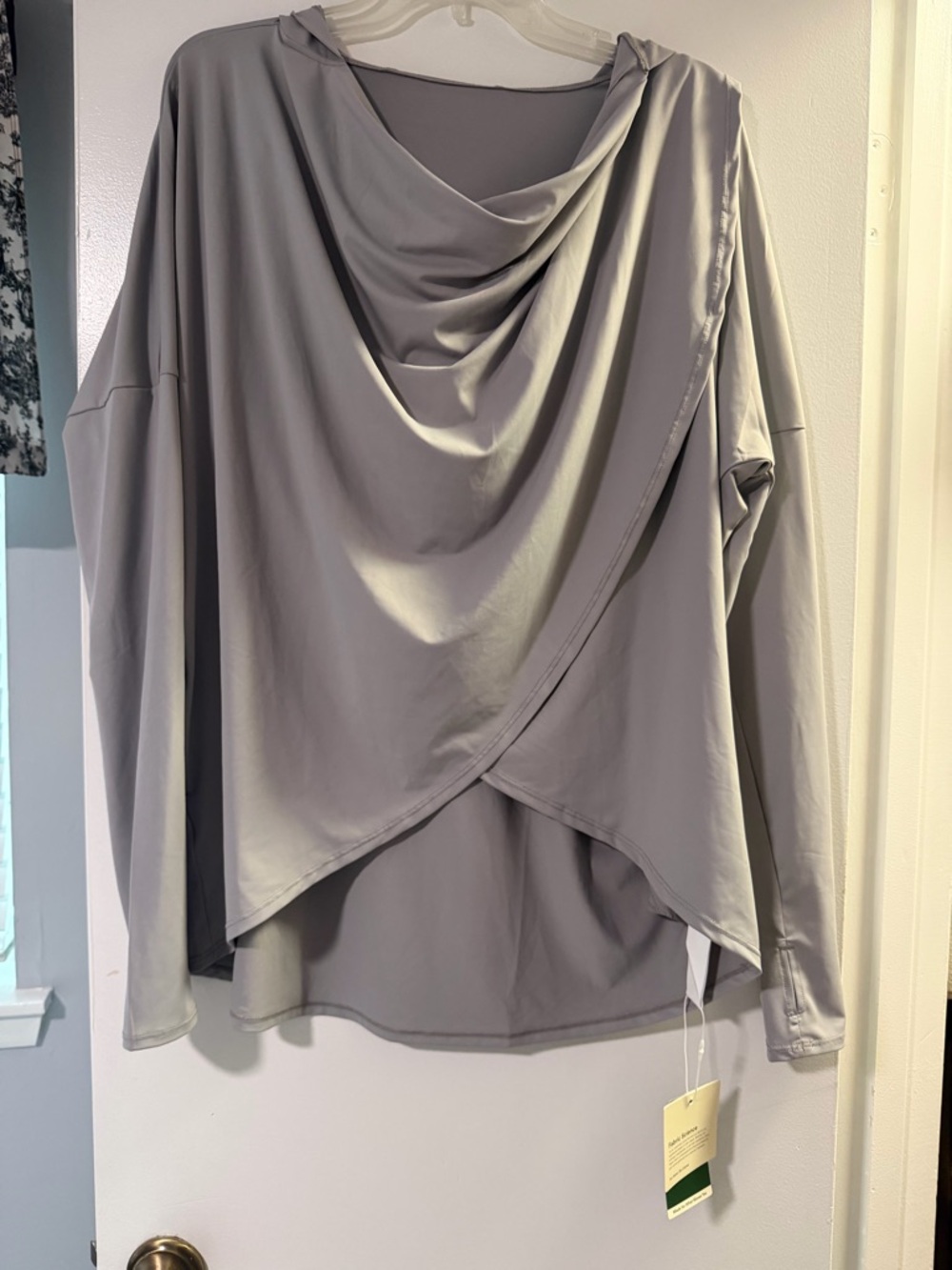 HALARA Light Gray Hooded Wrap Top